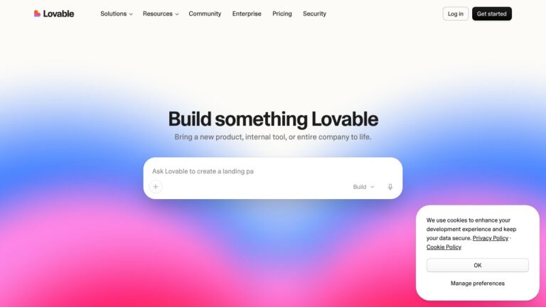 Lovable - captura de pantalla del sitio oficial - oledir.com