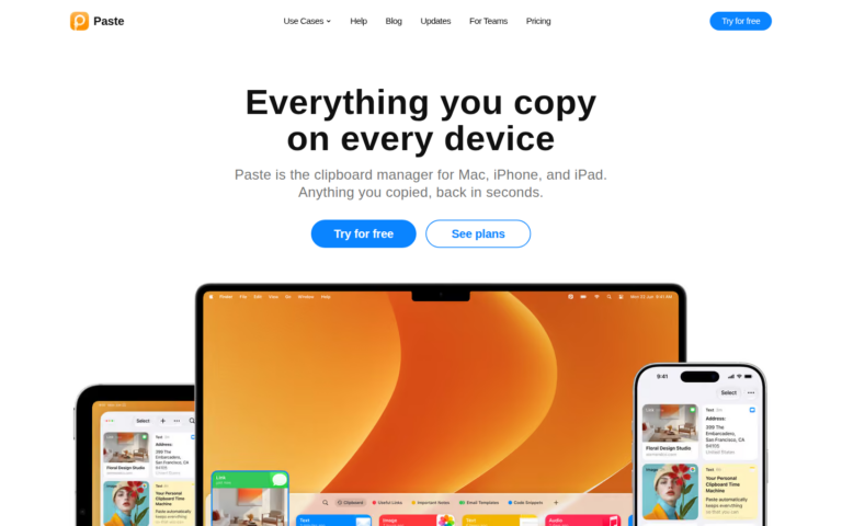 Captura de pantalla oficial de Paste 7, clipboard manager con IA para Mac